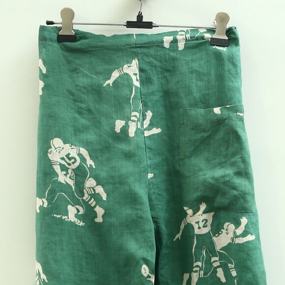 Bode Football Silhouette Pajama Men's Pants Linen Graphic Print XS New 283401 - Picture 7 of 8